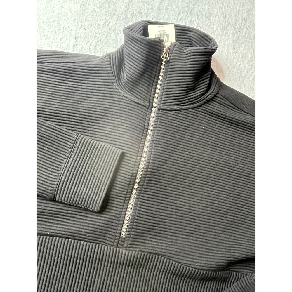 Wonderly Black Ribbed Quarter Zip Mock Neck Pullover‎ Top Women's 1X